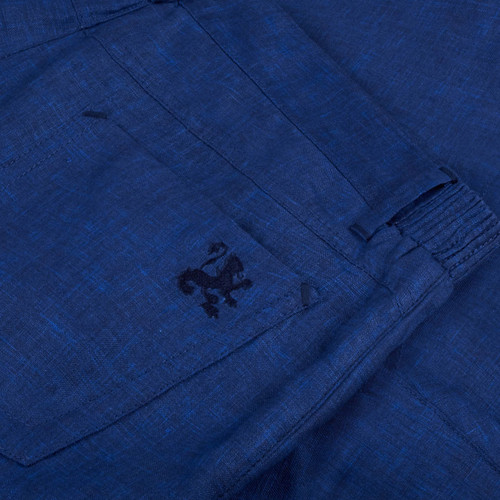 Royal blue linen bermuda shorts, slim fit