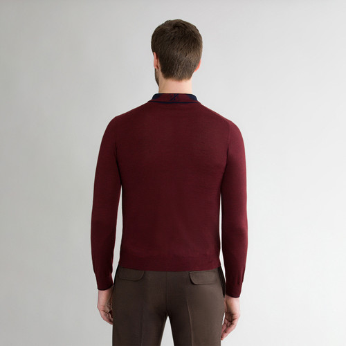 Navy and burgundy zipped polo shirt