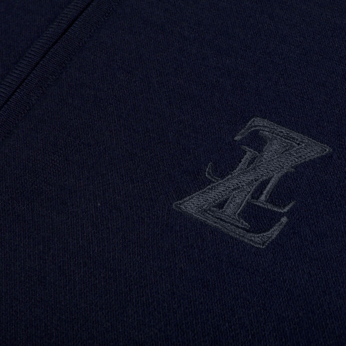 Navy zipped polo shirt, ZILLI embroidery