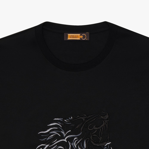 Black T-shirt, "Lion" embroidery