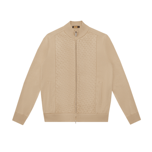 Beige cardigan, "ZILLI Rétro" all-over pattern