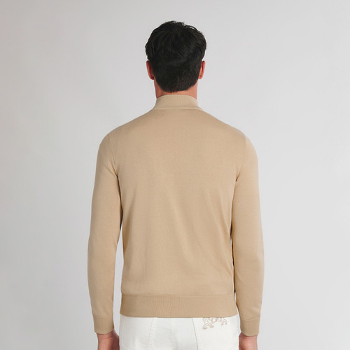 Beige cardigan, "ZILLI Rétro" all-over pattern