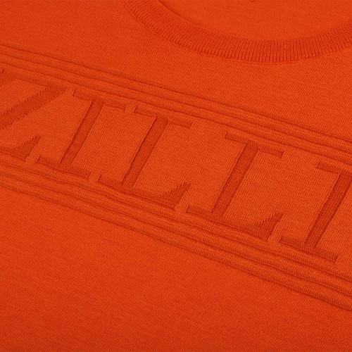Orange crew neck sweater, ZILLI lettering