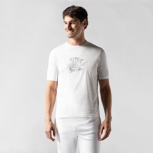 White T-shirt "Lion Signature" embroidery