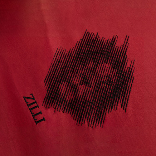 Red T-shirt, "Lion Stripes" embroidery