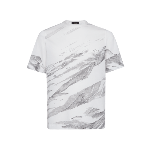 White T-Shirt, printed graphic "mountain" pattern