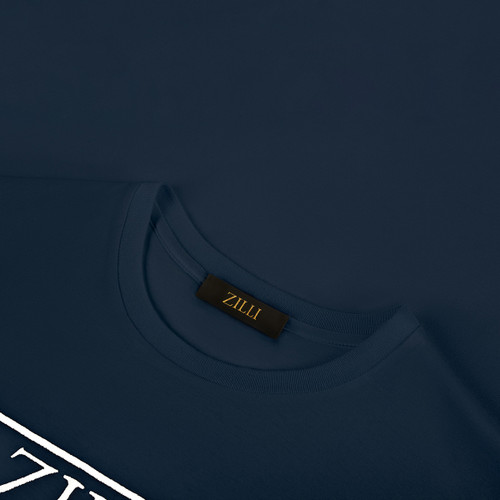 Navy blue T-shirt, "ZILLI Lettering" embroidery