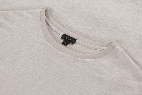 Natural beige crew neck sweater, "ZILLI Signature" embroidery