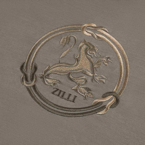 Taupe T-shirt, "Lion Circle" embroidery