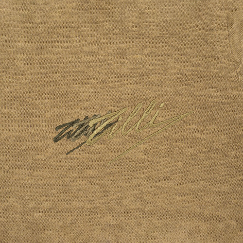 Khaki-green crew neck sweater, "ZILLI Signature" embroidery