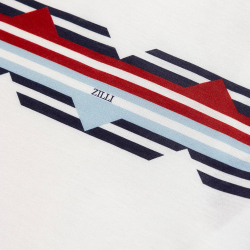 White T-shirt with tricolor stripes