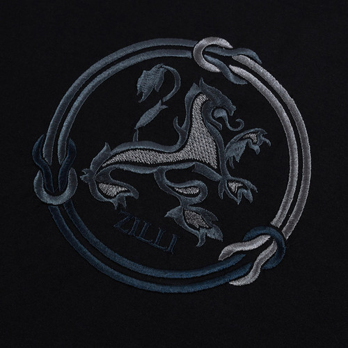 Black T-shirt,"Lion Circle" embroidery