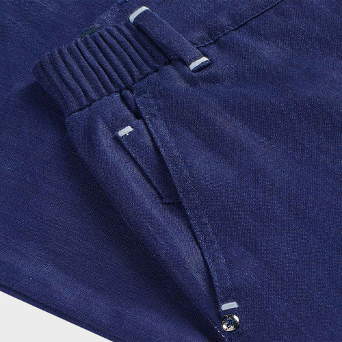 Navy linen Bermuda shorts, regular fit