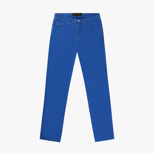 Indigo blue cotton trousers, slim fit
