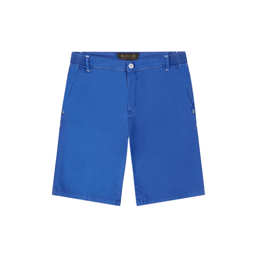 Indigo blue cotton Bermuda shorts, slim fit