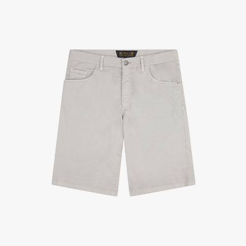 Beige cotton and silk Bermuda shorts, slim fit