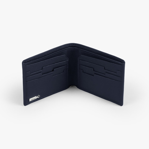 Navy grained calfskin P6 billfold/credit card holder