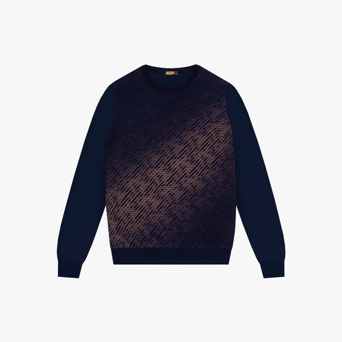 Navy and copper round neck sweater