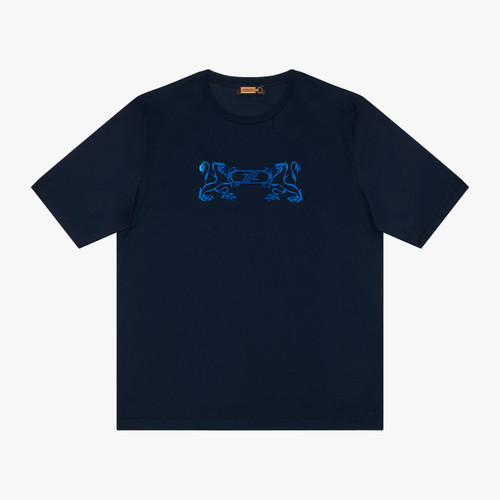 Navy T-shirt, "Double griffon" embroidery