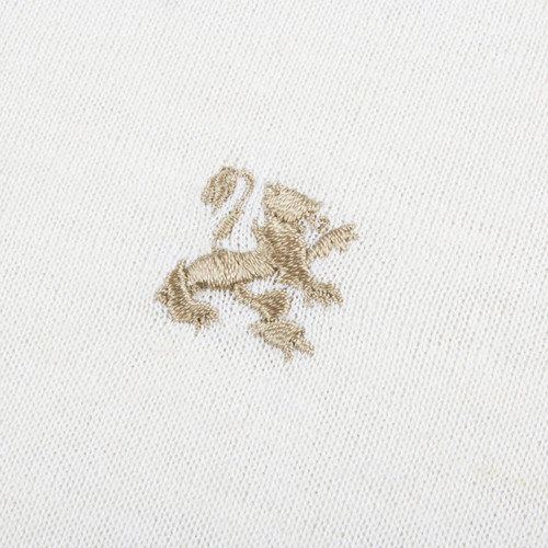 Ecru crew neck sweater, beige "Micro Griffon" embroidery