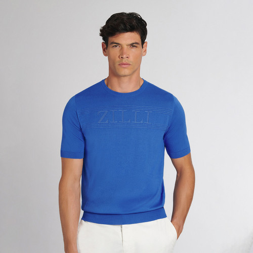 Royal blue crew neck sweater, ZILLI lettering