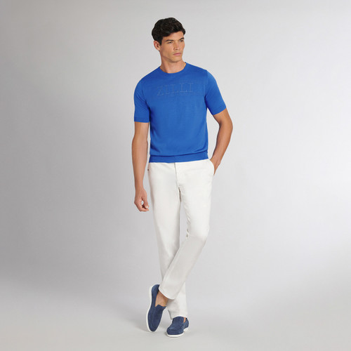 Royal blue crew neck sweater, ZILLI lettering