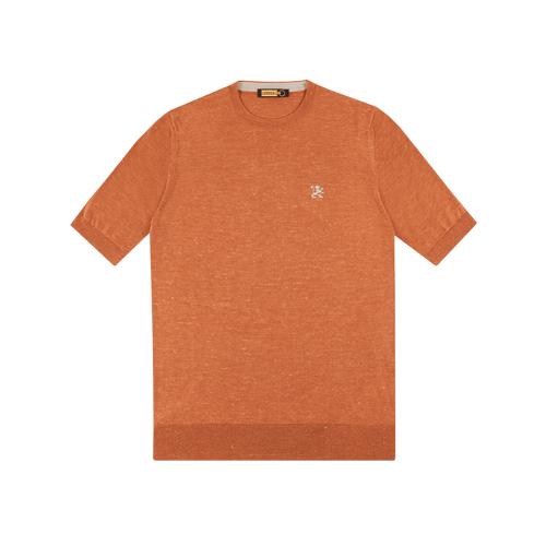 Apricot crew neck sweater, beige "Micro Griffon" embroidery