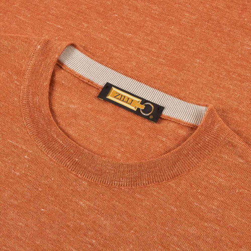 Apricot crew neck sweater, beige "Micro Griffon" embroidery