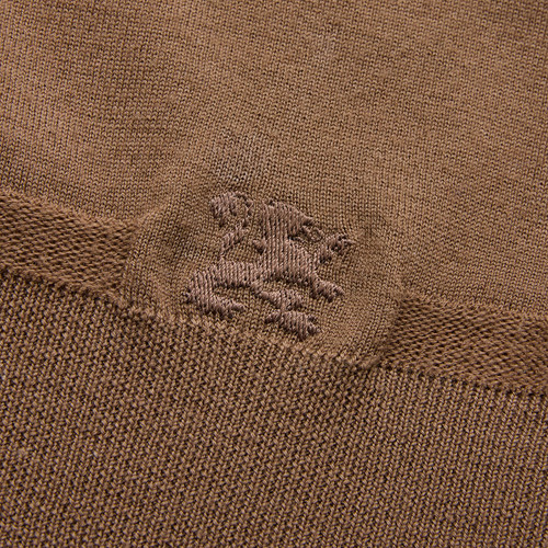 Camel zipped polo, leather sidebands