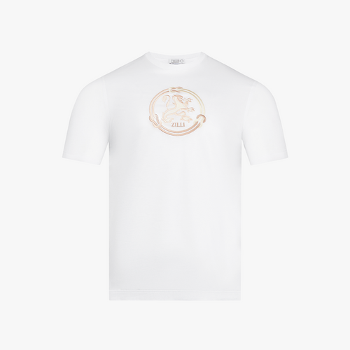 White T-shirt, "Lion Circle" embroidery TEST08