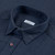 Slate blue denim shirt, red "Micro Griffon" embroidery