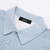 White buttoned polo shirt, sky-blue and pearl-grey colour block