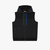 Black sleeveless hooded vest, charcoal grey color-block