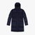 Navy long padded coat, with hood