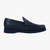 Navy moccasins in crocodile