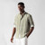 Khaki-green, white and beige striped shirt