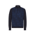 Dark Navy buttoned polo, jacquard "Squares" weave