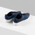 Navy-blue and denim-blue sneakers in calfskin, perforated suede calfskin and deerskin
