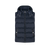 Navy-blue sleeveless padded coat, removable hood
