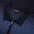 Dark blue and slate blue zipped polo-shirt bleu, « Shading » jacquard weave