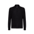 Black zipped polo-shirt, « Rhombus » jacquard weave