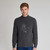 Grey funnel neck sweater, diamond jacquard weave, "Lion" embroidery