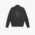 Grey funnel neck sweater, diamond jacquard weave, "Lion" embroidery