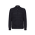 Dark blue zipped polo sweater, "Tartan" jacquard weave