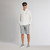 Pearl grey linen bermuda shorts, slim fit