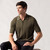 Ribbed olive-green zipped polo shirt, crocodile detail