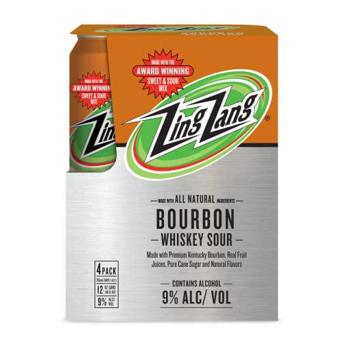 ZING Zang Ready to Drink (RTD) Whiskey Sour with Bourbon, 4 Pack-355ml Can