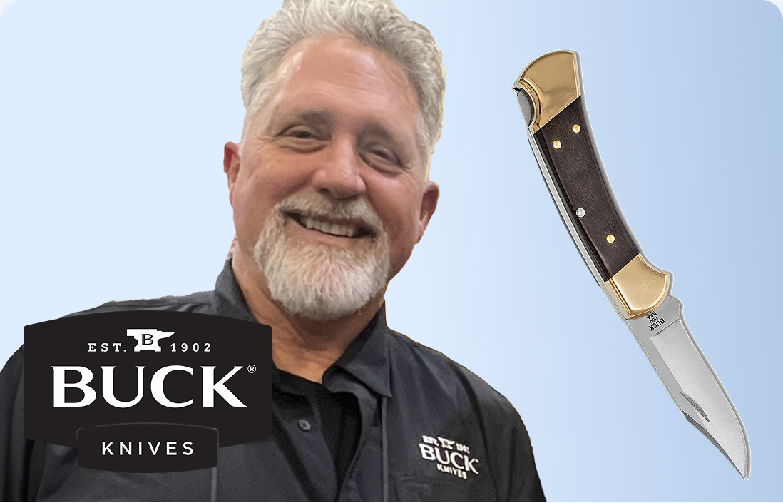 Collection of Buck brand hunting and utility knives