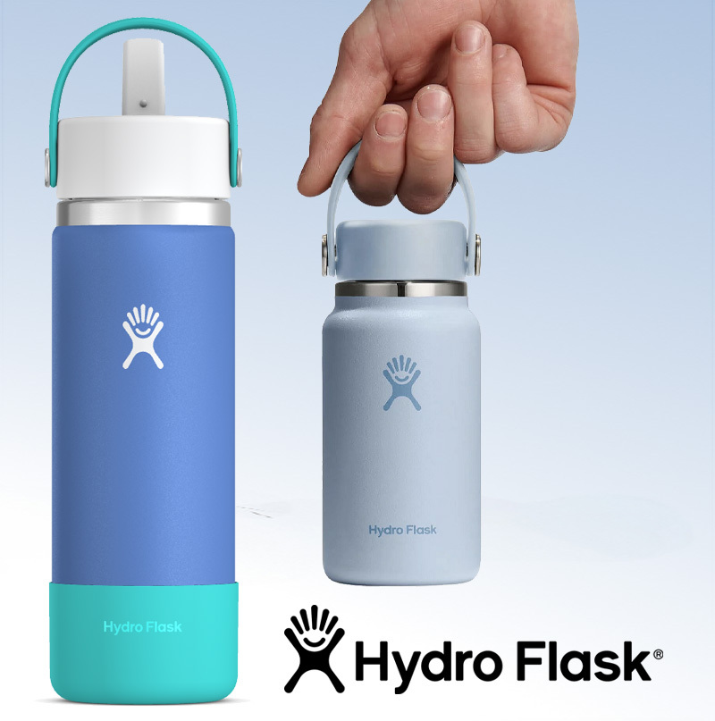 Hydro Flask water bottles in various colors
