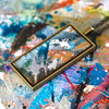 Abstract Painted Necklace, Studio Graffiti Rectangle Pendant (Choose Your Setting Finish)